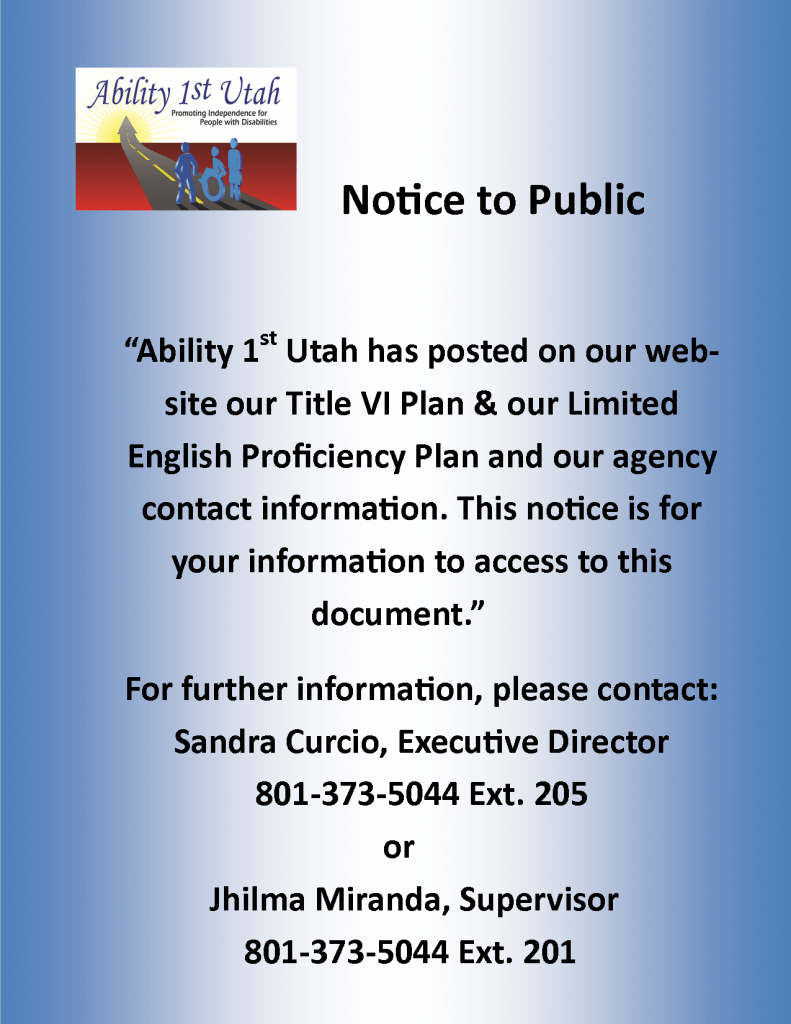 Notices to the public Ability 1st Utah